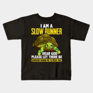 I Am a Slow Runner Funny Turtle Running Joke Kids T-Shirt